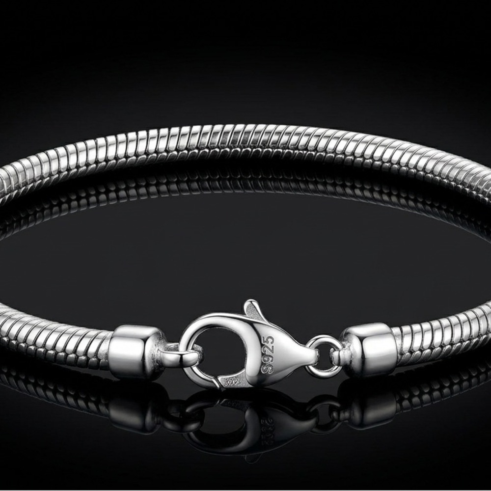 925 Sterling Silver Snake Chain Bracelet | Minimalist Elegant Jewelry - Picture 2 of 6